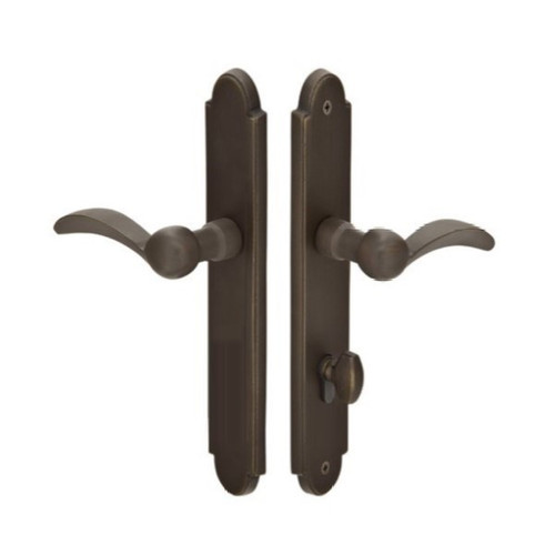 Emtek 1513 Multi Point Lock Trim (Door Config #5) - Sandcast Bronze Plates, Arched Style (1.5" x 11"), Non-Keyed American Style Thumbturn Inside