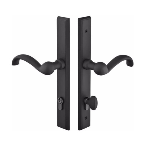 Emtek 1551 Multi Point Lock Trim (Door Config #5) - Sandcast Bronze Plates, Rectangular Style (1.5" x 11"), Keyed with Euro Cylinder Hub BELOW Handle