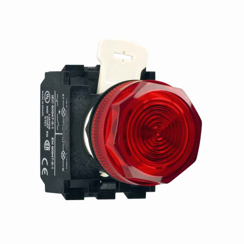 Eaton E22H2X10 E22 pushbutton, Non-metallic Assembled Indicating Light, Heavy-Duty, Standard actuator, Black, Incandescent, Resistor, NEMA 3, 3R, 4, 4X, 12, 13, 60 Vac/dc, W1226, Red, Plastic, 22.5 mm, 120 Vac/dc at 60 Hz, 110 Vac/dc at 50 Hz