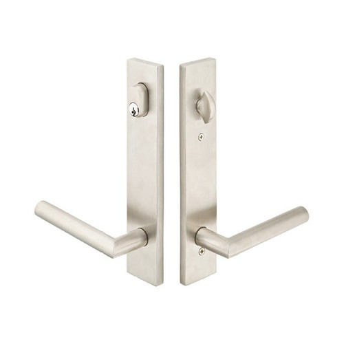Emtek 17B1 Multi Point Lock Trim (Door Config #7) - Stainless Steel Plates, Modern Style (2" x 10"), Keyed with American Cylinder Hub ABOVE Handle
