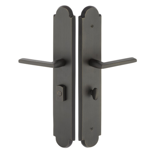 Emtek 1L1A13 Multi Point Lock Trim (Large Multi Point Entry Set) - Sandcast Bronze Plates, Arched Style (3" x 17.5"), Non-Keyed American Style Thumbturn Inside