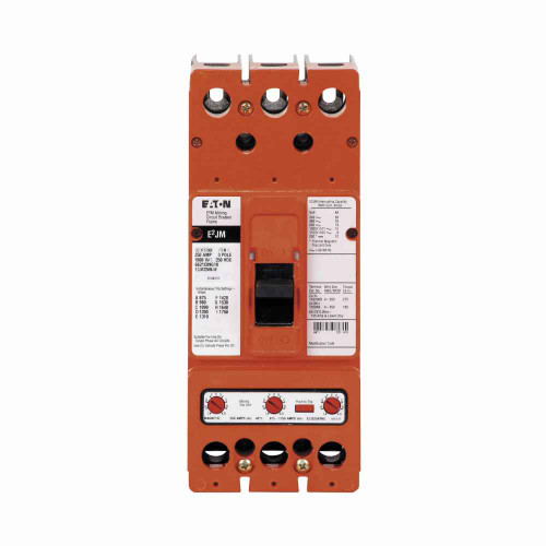 Eaton E2JM3090W E2 mining complete molded case circuit breaker, J-frame, E2JM, Interchangeable thermal-magnetic trip, 450-900A, Three-pole, 90A, 1000Y/577 Vac, 250 Vdc