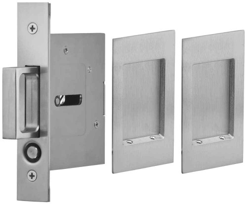 Omnia Omnia 7036/N Passage Pocket Door Lock with Modern Rectangular Trim featuring Mortise Edge Pull OMN-7036/N