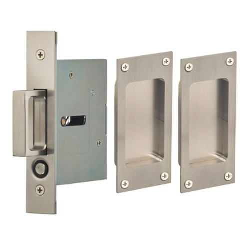 Omnia Omnia 7012/N Passage Pocket Door Lock with Modern Rectangular Trim featuring Mortise Edge Pull OMN-7012/N