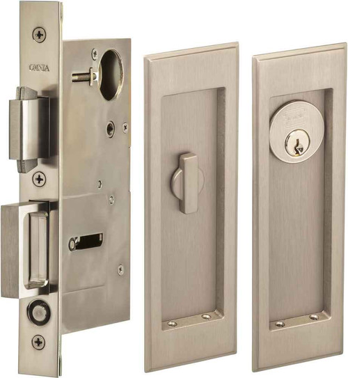 Omnia Omnia 7037/A Keyed Entry Pocket Door Lock with Traditional Rectangular Trim featuring Turnpiece OMN-7037/A