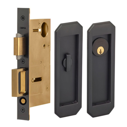 Omnia Omnia 7039 Keyed Entry Pocket Door Lock with Traditional Trim featuring Turnpiece OMN-7039/A