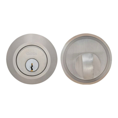 Omnia Omnia D9002 Modern Single Cylinder Low Profile Auxiliary Deadbolt, Solid Stainless Steel OMN-D9002-A