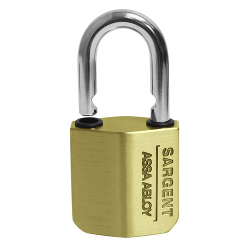 Sargent 82-856 Non-Key Retaining Padlock with 2" x 2" Brass Case and Stainless Steel Shackle