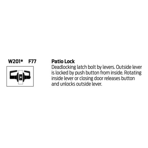 Falcon W201 Grade 2 Cylindrical Patio Lock with Non-Keyed Lever