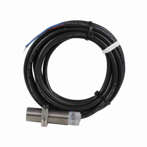 Eaton E57LBL18A2S3 Premium Inductive Proximity Sensor, E57, Straight, 18 mm, Shielded, 360° viewable LED, 6.6 ft, 250 mA at 250V, <3% sensing range, PVC, 2-wire AC, NC, 20-250V