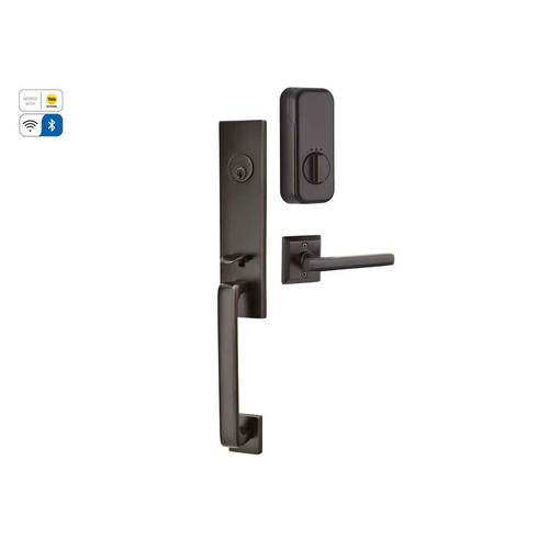 Emtek EMP24818 Davos Single Cylinder Entrance Handleset - Brass Tubular - EMPowered 2 Upgrade