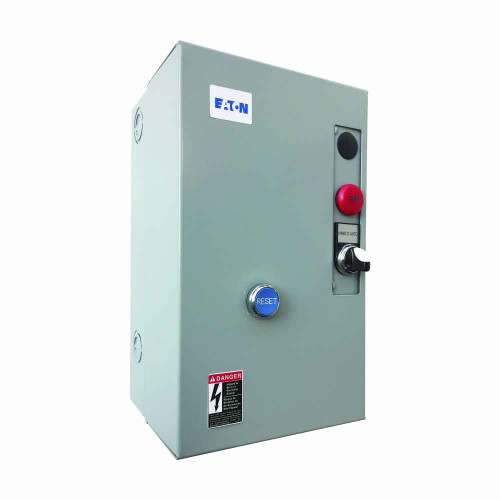 Eaton ECN0701BJA-A29 Freedom NEMA motor control starter, NEMA 1, Non-combination non-reversing starter, With control power transformer, NEMA size 0, HAND/OFF/AUTO Sel. switch with red RUN pilot light, secondary control power transformer