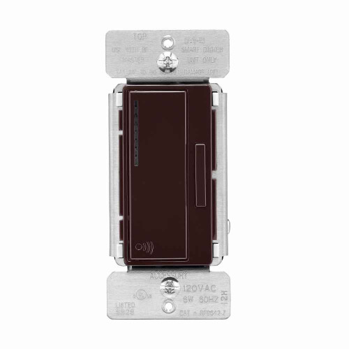 Eaton RF9642-ZDB Z-Wave plus accessory dimmer, 7-step LED light level display, Flush, 120V, Wire lead, Push pad, Maintained, Brown, LED, INC, CFL, ELV, MLV, FLR, Halogen, Single-pole, Three-way, Single-phase, Multi-location, Polycarbonate