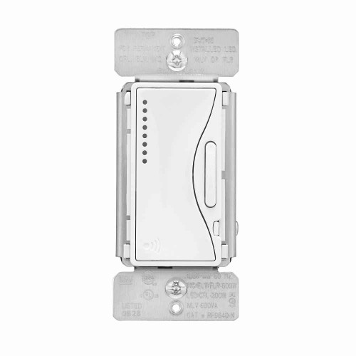 Eaton RF9640-NAW Z-Wave plus dimmer switch, Alpine white, Single pole, 120 Vac, 300W Dimmable LED/CFL, 600W Incandescent, Halogen, Magnetic Low Voltage, Electronic Low Voltage, Dimmer switch, Multi-location, 32°F to 104°F (0°C to 40°C) 757204