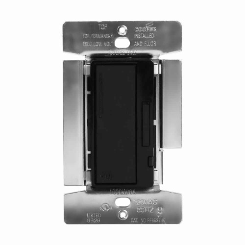 Eaton RF9537-NDBK Z-Wave dimmer switch, Black, Single pole, 120 Vac, Electronic Low Voltage, Dimmer switch, 1000W, 3-way, 4-way, 32°F to 104°F (0°C to 40°C) 738999