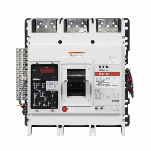Eaton RGC325032E Series G electronic molded case circuit breaker, RG-frame, RG, Digitrip 310 RMS, Electronic LSI trip, Three-pole, 2500A, 600 Vac, 200 kAIC at 240 Vac, 100 kAIC at 480 Vac, Line and load, Imperial, 50/60 Hz, 80% rated