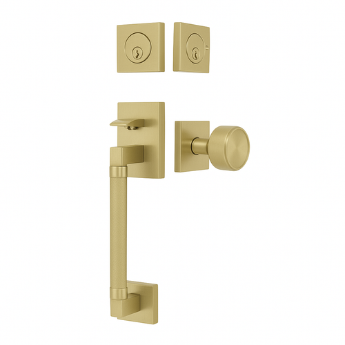 Emtek Emtek 4227 Hercules Knurled Sectional Double Cylinder Entrance Handleset - Brass Tubular EMTEK-4227