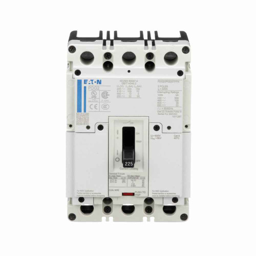Eaton PDG23M0025VFFN Power Defense Globally Rated, Frame 2, Three Pole, 25A, 65kA/480V, 50C Cal T-M (Fxd-Fxd) TU, No Terminals