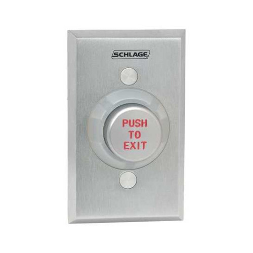 Schlage Electronic 621AL - 1-1/4" Heavy Duty Pushbutton with Push to Exit Engraved Aluminum Finish