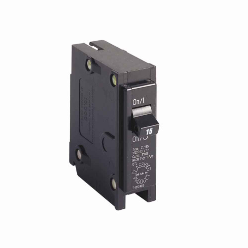 Eaton CL115CS Classified 3/4" thermal magnetic circuit breaker,Type CL 1-Inch classified replacement breaker clamshell pack,Clamshell pack,15 A,10 kAIC,Single-pole,120/240V,CL,#14-4 AWG Cu/Al,Q30,CL,Type CH Loadcenters