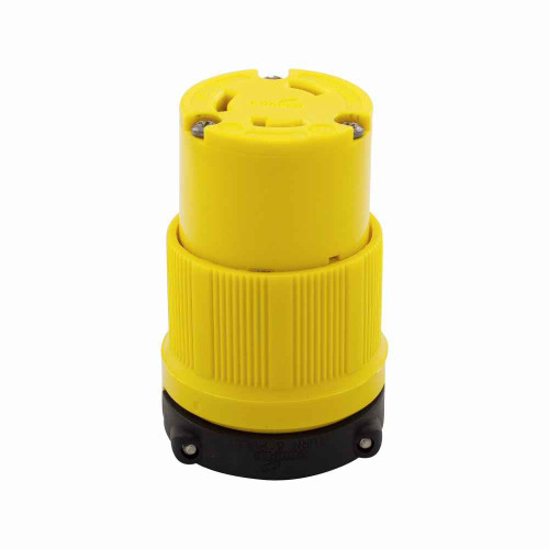Eaton CRL630C corrosion resistant locking connector , #14-10 AWG, 30A, Industrial, 250V, Back wiring, Yellow, Safety grip, Corrosion resistant, L6-30, Two-pole, Three-wire, Santoprene thermoplastic elastomeric, 0.38 to 1 in