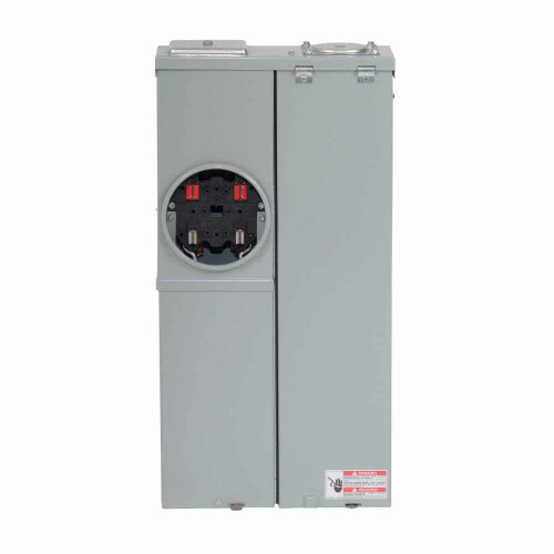 Eaton CMBEB200BTS Meter Breaker EUSERC Type CH , CSR2200N main breaker, Distribution section, 200 A, 120/240V, Ring, 22 kAIC, Surface mounting, Box size A, Aluminum bus, OH/UG feed, Four-jaws, 1 socket, #6-250 kcmil line, #6-250 kcmil ground