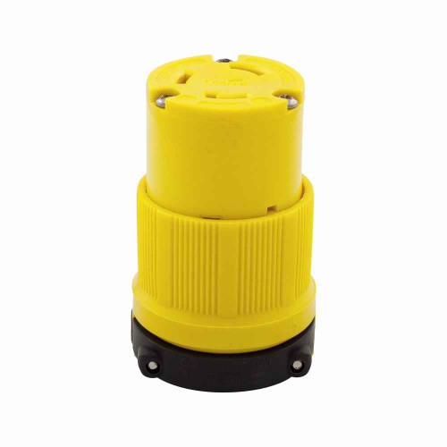 Eaton CRL530C corrosion resistant locking connector , #14-10 AWG, 30A, Industrial, 125V, Back wiring, Yellow, Safety grip, Corrosion resistant, L5-30, Two-pole, Three-wire, Santoprene thermoplastic elastomeric, 0.38 to 1 in