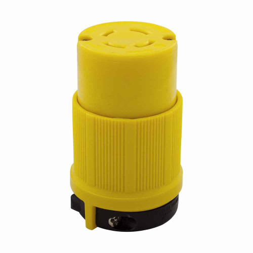 Eaton CRL1430C corrosion resistant locking connector , #14-10 AWG, 30A, Industrial, 125/250V, Back wiring, Yellow, Safety grip, Corrosion resistant, L14-30, Three-pole, Four-wire, Santoprene thermoplastic elastomeric, 0.63 to 1.16 in