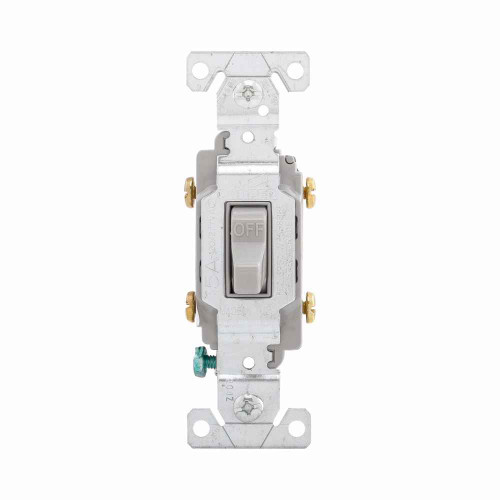 Eaton CS215GY commercial grade toggle switch, #14-10 AWG, 20A, Commercial, Flush mount, 120/277V, Side wire, Screw, Gray, Load type: Motor Control, Fan, LED, Incandescent, ELV, MLV, CFL, Flourescent, Halogen, Double-Pole, Dual-pole, Brass, PVC Eaton CS215GY commercial grade toggle switch, #14-10 AWG, 20A, Commercial, Flush mount, 120/277V, Side wire, Screw, Gray, Load type: Motor Control, Fan, LED, Incandescent, ELV, MLV, CFL, Flourescent, Halogen, Double-Pole, Dual-pole, Brass, PVC