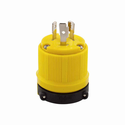 Eaton CRL620P corrosion resistant locking plug, #14-10 AWG, 20A, Industrial, 250V, Back wiring, Yellow, Safety grip, Corrosion resistant, L6-20, Two-pole, Three-wire, Thermoplastic, 0.38 to 1 in