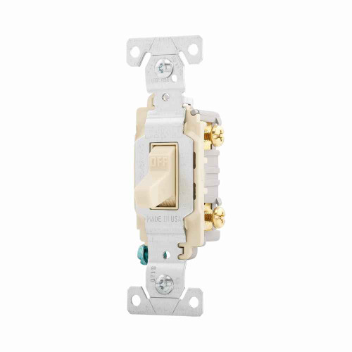 Eaton CS215V commercial grade toggle switch, #14-10 AWG, 20A, Commercial, Flush mount, 120/277V, Side wire, Screw, Ivory, Load type: Motor Control, Fan, LED, Incandescent, ELV, MLV, CFL, Flourescent, Halogen, Double-Pole, Dual-pole, Brass, PVC Eaton CS215V commercial grade toggle switch, #14-10 AWG, 20A, Commercial, Flush mount, 120/277V, Side wire, Screw, Ivory, Load type: Motor Control, Fan, LED, Incandescent, ELV, MLV, CFL, Flourescent, Halogen, Double-Pole, Dual-pole, Brass, PVC