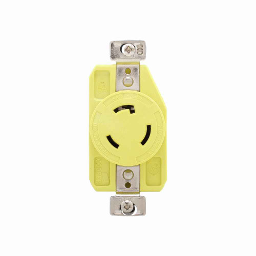 Eaton CRL620R corrosion resistant locking receptacle, #14-10 AWG, 20A, Industrial, 250V, Back and side wiring, Yellow, Single, Corrosion resistant, L6-20, Two-pole, Three-wire, Thermoplastic
