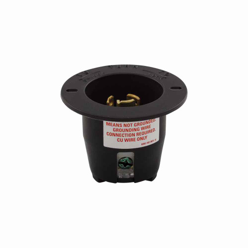 Eaton CWL515FI safety grip locking flanged inlet, #14-8 AWG, 15A, Industrial, 125V, Back wiring, Black, white, L5-15, Two-pole, Three-wire, Nylon, -40° to 75°C Eaton CWL515FI safety grip locking flanged inlet, #14-8 AWG, 15A, Industrial, 125V, Back wiring, Black, white, L5-15, Two-pole, Three-wire, Nylon, -40° to 75°C