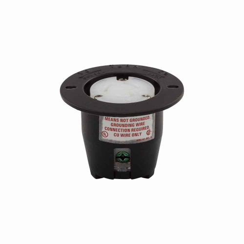 Eaton CWL515FO safety grip locking flanged outlet , #14-8 AWG, 15A, Industrial, 125V, Back wiring, Black, white, L5-15, Two-pole, Three-wire, Nylon, -40° to 75°C