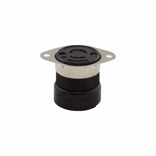 Eaton CWL220FO safety grip locking flanged outlet , #14-8 AWG, 20A, Industrial, 250V, Side wiring, Black, white, L2-20, Two-pole, Two-wire, Nylon, -40° to 105°C