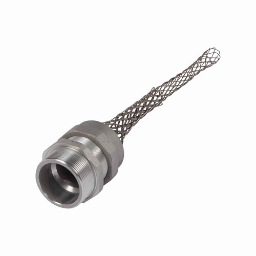 Eaton DC8001687 strain relief deluxe cord grip, Straight, 1.69-1.81" cord diameter, 3" fitting, Male, Stainless Steel Mesh, Aluminum Body, NPT thread, Hazardous/Classified Locations