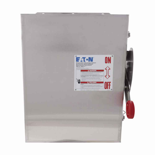 Eaton DCU1063UXM heavy duty DC disconnect,DC disconnect/ungrounded system,100A,NEMA 4X,Grade 316 stainless steel,Non-fusible,Ungrounded,#14-1/0 AWG lug capacity, #14-1/0 AWG solid return,600 Vdc,1,DC Photovoltaic Applications