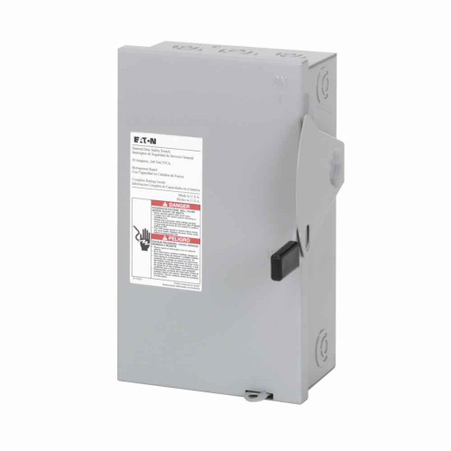 Eaton DG221NGBLORED General duty cartridge fuse safety switch, 30 A, NEMA 1, Painted steel, Class H fuses, Fusible with neutral, Two-pole, Three-wire, Category: general duty safety switch, 120/240V