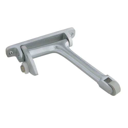 Ives COR7G gravity door coordinator, 626 satin chrome finish, brass construction, shown from front-angle view