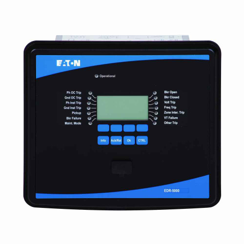 Eaton EDR-5000-2A1KB0 Eaton, distribution relay, EDR-5000, Distribution relay,5A, 1A, 40-250 Vac, 19-300 Vdc, Removable, Feeder,19-300Vdc, 40-250Vac, 50/60 Hz , Trip Coil Monitor{PIO3}Sensitive Ground Input
