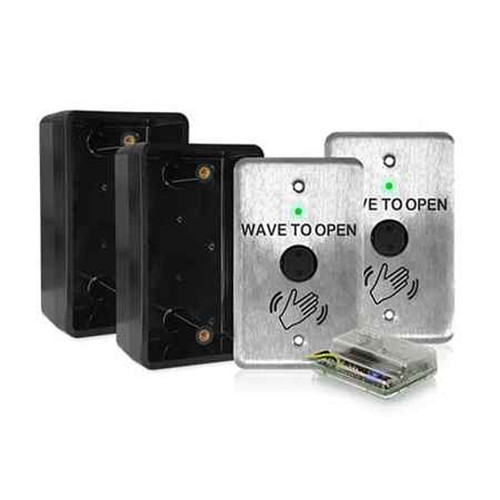 BEA BEA 10MS51W-SKIT - Touchless Single Gang Battery-Powered Actuator Kit, (2) 10MS51W-S "Wave To Open" Hand Logo Faceplates with Surface-Mount Boxes and (1) 900 MHz Receiver Module 10MS51W-SKIT