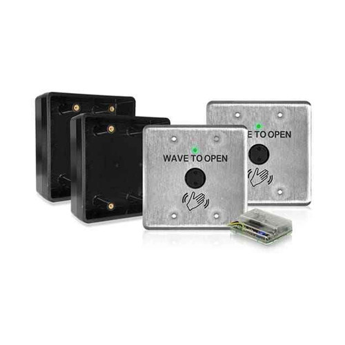 BEA BEA 10MS51W-DKIT - Touchless Double Gang Battery-Powered Actuator Kit, (2) 10MS51W-D "Wave To Open" Hand Logo Faceplates with Surface-Mount Boxes and (1) 900 MHz Receiver Module 10MS51W-DKIT