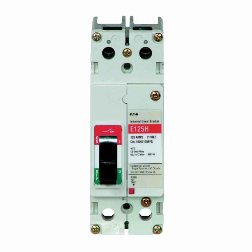 Eaton EGH2040FFG Series G molded case circuit breaker, EG-frame, EG, Fixed thermal, fixed magnetic trip, Two-pole, 40A, 600Y/347 Vac, 100 kAIC at 240 Vac, 65 kAIC at 480 Vac, 35 kAIC at 600Y/347 Vac, Line and load, 50/60 Hz
