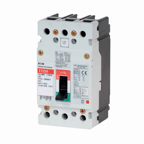 Eaton EGS3025AFGV Series G molded case circuit breaker, EG-frame, EG, Adjustable thermal, fixed magnetic trip, Three-pole, 25A, 600Y/347 Vac, 85 kAIC at 240 Vac, 35 kAIC at 480 Vac, 22 kAIC at 600Y/347 Vac, Line and load, 50°C, 50/60 Hz