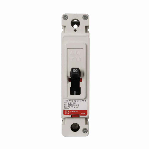 Eaton EHD1015WD01 Series C complete molded case circuit breaker, F-frame, EHD, Fixed thermal, fixed magnetic trip, Single-pole, 15A, 18 kAIC at 240 Vac, 14 kAIC at 480 Vac, Without terminals, line and load end caps, Imperial, 50/60 Hz