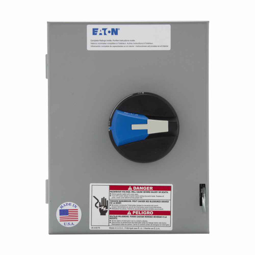 Eaton ER53025UX enclosed rotary disconnect switch, 25 A, NEMA 4X, Non-metallic, Max HP:7.5, 7.5, 15, 20 hp (@208,240,480,600 V), Three-pole, Product category: enclosed rotary non-fusible, R-Series, 600 V
