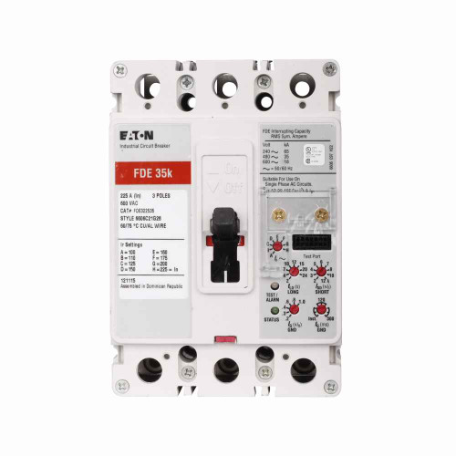 Eaton FDE322532WA30 Series C electronic molded case circuit breaker, F-frame, FDE, Digitrip 310 RMS, Electronic LSI trip, Three-pole, 225A, 600 Vac, 250 Vdc, 65 kAIC at 240 Vac, 35 kAIC at 480 Vac, Without terminals, 1A-1B, 50/60 Hz Eaton FDE322532WA30 Series C electronic molded case circuit breaker, F-frame, FDE, Digitrip 310 RMS, Electronic LSI trip, Three-pole, 225A, 600 Vac, 250 Vdc, 65 kAIC at 240 Vac, 35 kAIC at 480 Vac, Without terminals, 1A-1B, 50/60 Hz
