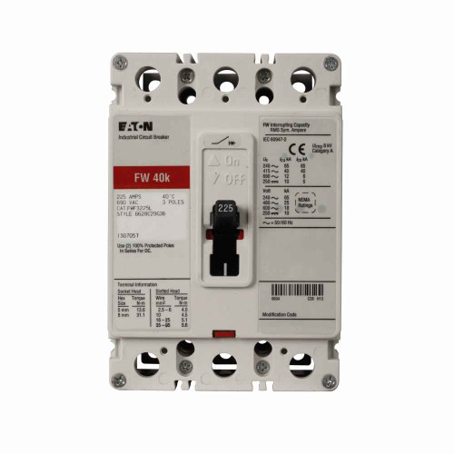 Eaton FWF3016VL Series C complete molded case circuit breaker, F-frame, FWF, Complete breaker, Fixed thermal, fixed magnetic trip type, Three-pole, 16A, 690 Vac, 40 kAIC at 415 Vac, Line and load, 50°C Eaton FWF3016VL Series C complete molded case circuit breaker, F-frame, FWF, Complete breaker, Fixed thermal, fixed magnetic trip type, Three-pole, 16A, 690 Vac, 40 kAIC at 415 Vac, Line and load, 50°C