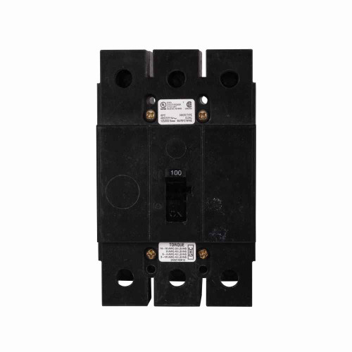 Eaton GHC3050S1 Series C complete molded case circuit breaker, G-frame, GHC, Fixed thermal, fixed magnetic trip, Three-pole, 50A, 480Y/277 Vac, 125/250 Vdc, 65 kAIC at 240 Vac, 14 kAIC at 480Y/277 Vac, 120 Vac rear w/ left pigtail, 50/60 Hz