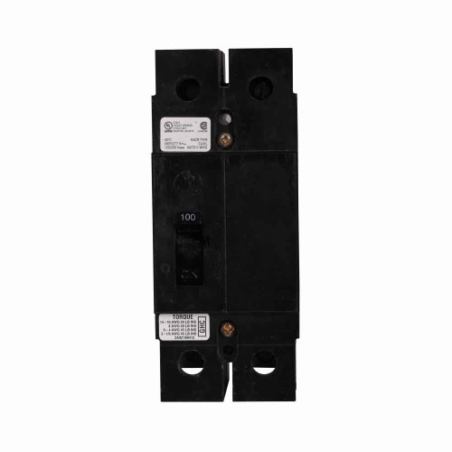 Eaton GHC2100 Series C complete molded case circuit breaker, G-frame, GHC, Complete breaker, Fixed thermal, fixed magnetic trip type, Two-pole, 100A, 480Y/277 Vac, 125/250 Vdc, 65 kAIC at 240 Vac, 14 kAIC at 480Y/277 Vac, 50/60 Hz